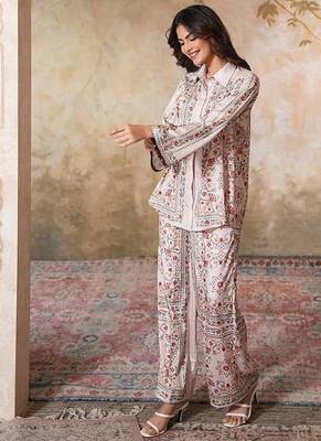 White printed crepe co ord set 4