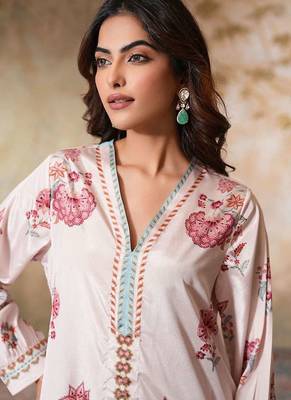 White printed crepe kurta set 2
