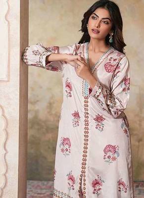White printed crepe kurta set 3