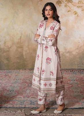 White printed crepe kurta set 4