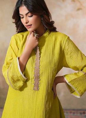Yellow tissue kurta-set 2