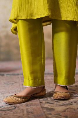 Yellow tissue kurta-set 5