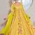 Yellow printed crepe anarkali set with dupatta