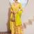 Yellow printed crepe anarkali set with dupatta