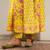 Yellow printed crepe anarkali set with dupatta