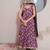 Purple printed crepe anarkali set with dupatta