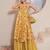 Yellow printed crepe gharara set