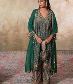 Green crepe kurta set