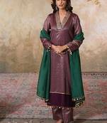Brown chanderi kurta set