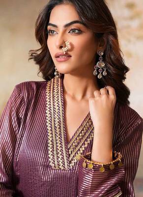 Brown chanderi kurta set 2