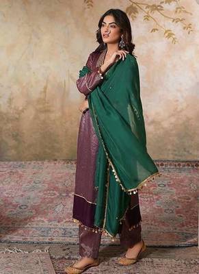 Brown chanderi kurta set 3