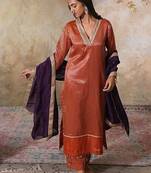 Orange chanderi kurta set