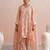 Peach embroidered chanderi kurta set with dupatta