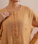 Peach embroidered chanderi kurta set with dupatta