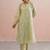 Green embroidered chanderi kurta set