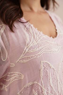 Pink embroidered chanderi kurta set 5