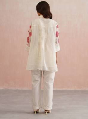 White embroidered chanderi co ord set 2