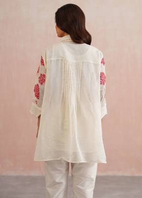 White embroidered chanderi co ord set 3