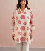 White embroidered chanderi co ord set