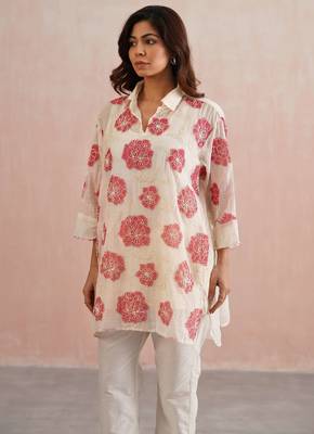 White embroidered chanderi co ord set 4