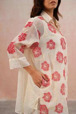 White embroidered chanderi co ord set 5