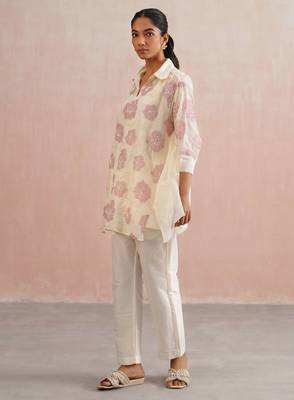 White embroidered chanderi co ord set 2