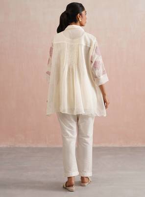 White embroidered chanderi co ord set 3