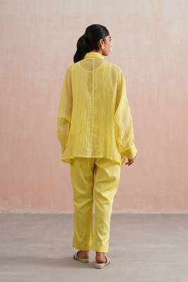 Yellow embroidered chanderi co ord set 4