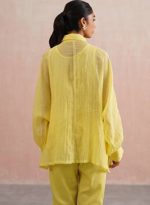 Yellow embroidered chanderi co ord set 5