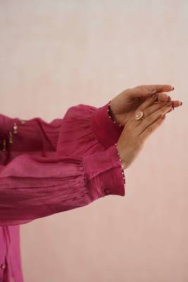 Pink embroidered chanderi co ord set 5