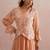 Peach embroidered chanderi dress with jacket