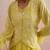 Yellow embroidered chanderi dress with jacket