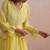 Yellow embroidered chanderi dress with jacket