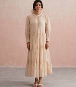 Beige cotton silk dress