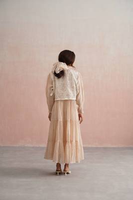 Beige cotton silk dress 4