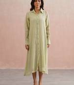 Green embroidered chanderi dress