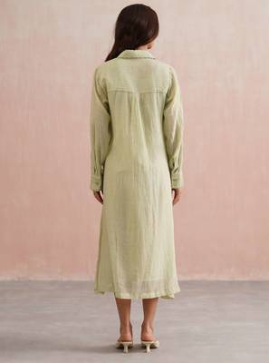 Green embroidered chanderi dress 2