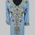 Elegant Cyan Blue georgette kaftan gown with golden zari work With hijab.