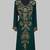 Elegant Dark Green georgette kaftan gown with golden zari work With hijab.