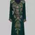 Elegant Dark Green georgette kaftan gown with golden zari work With hijab.