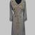 Elegant Grey georgette kaftan gown with golden zari work With hijab.