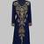 Elegant Navy Blue  georgette kaftan gown with golden zari work With hijab.
