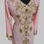 Elegant Peach georgette kaftan gown with golden zari work With hijab.