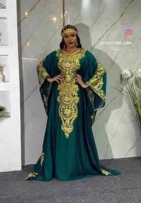 New Dark-Green Aari-Embroidered Abaya With gold detailed work for women's  2