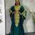 New Dark-Green Aari-Embroidered Abaya With gold detailed work for women's 