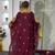 New Wine Aari-Embroidered Abaya With gold detailed work for women's 