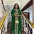 New green Aari-Embroidered Abaya With gold detailed work for women's 