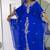 New BLUE Aari-Embroidered Abaya With gold detailed work for women's 