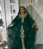 New GREEN Zari-Embroidered Abaya With gold detailed work for women's 