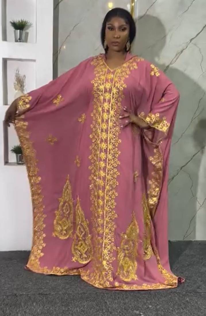 New Navy-Blue Zari-Embroidered Abaya With gold detailed work for women's 